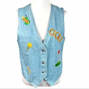 Tenaglia Three Rivers Denim Golf Vest Blue Medium